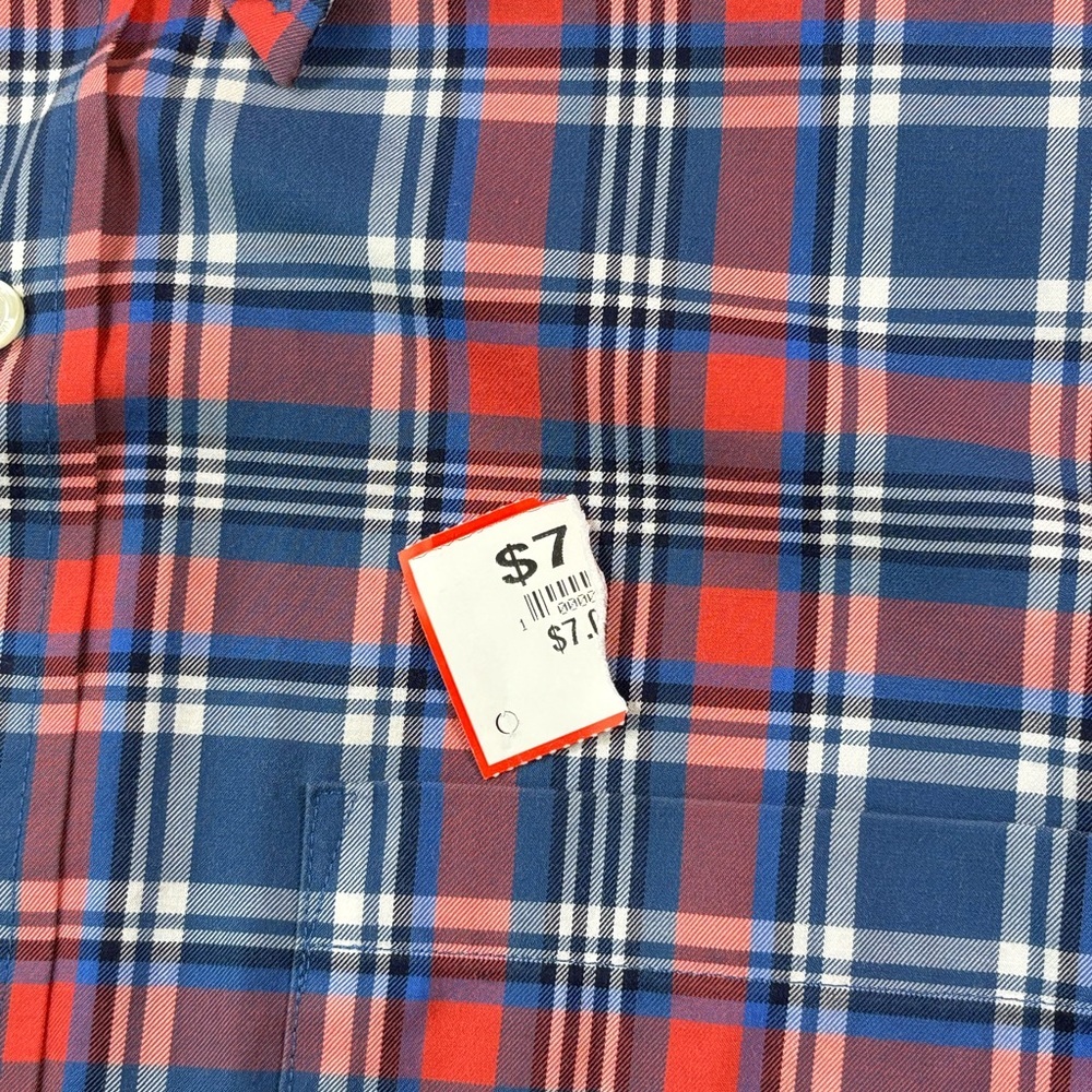 Lands' End Men's No Iron Red and Blue Plaid Traditional Fit Shirt | Size M - Picture 8 of 8